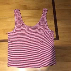 White and red striped crop top
